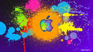 Colorful apple logo paint splatter 3 - colour free wallpaper for desktop
