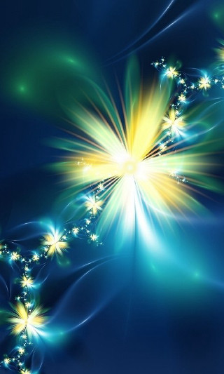 Blue background flower stars side - free light wallpaper
