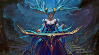 Blue hair blue dress sword - a blue dress holding free wallpaper