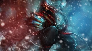 Man red blue outfit snow - his hands in free wallpaper