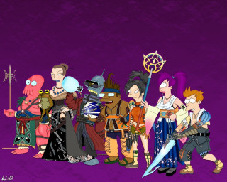 Cartoon characters group purple background 2 - arent arentsz free wallpaper for desktop