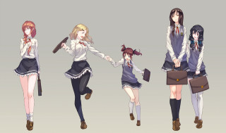 Anime girls outfits hair styles 3 - short hair free wallpaper