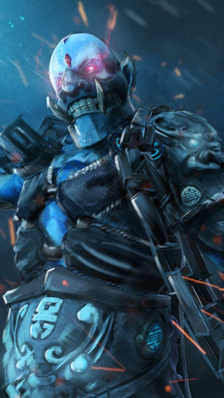 Futuristic character suit gun lightsaber - a character free wallpaper for mobile