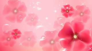 Pink background bubbles flowers gold - bubble free wallpaper