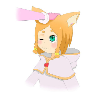 Cartoon girl pink hat green - green eye free wallpaper for tablet