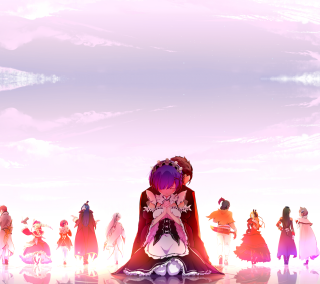 Anime characters sky background clouds 15 - the water free wallpaper for tablet