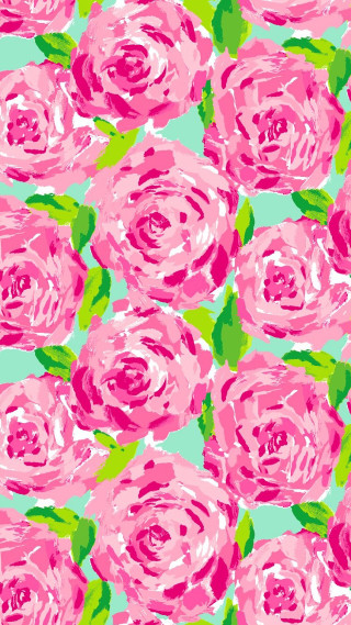 Pink rose pattern green background - a pink rose free wallpaper for mobile