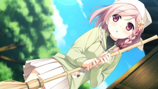 Girl pink hair broom surprised - a broom free wallpaper for desktop