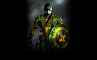 Man green yellow costume shield 2 - costume holding free wallpaper