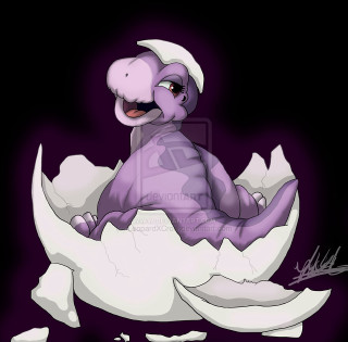 Purple dinosaur sitting egg shell - a cartoon free wallpaper for tablet