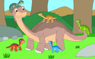 Dinosaur cartoon forest animals trees - other animal free wallpaper