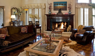 Living room fireplace couch chair 5 - a rug free wallpaper