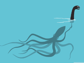 Black white octopus swimming blue 3 - a blue ocean free wallpaper