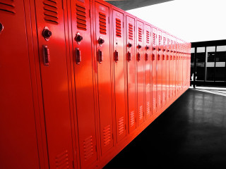 Red lockers person standing background - northwest free wallpaper
