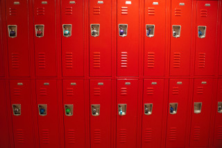 Red lockers clocks row door - northwest free wallpaper