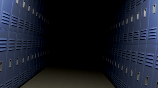 Hallway blue lockers light end - northwest free wallpaper