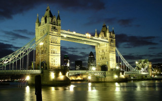 Bridge water lights night city 2 - christopher wren free wallpaper