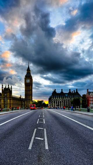 Street clock tower cloudy sky - photography free wallpaper for mobile
