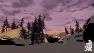Snowy mountain purple sky trees 2 - volumetric lighting free wallpaper
