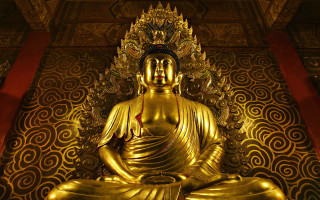 Golden buddha statue red carpet - a red carpet free wallpaper