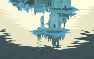 Castle reflection lake water scenery - dark soul free wallpaper