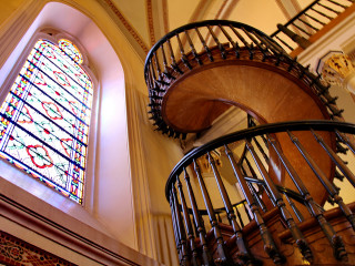 Spiral staircase church stained glass 3 - free architecture wallpaper