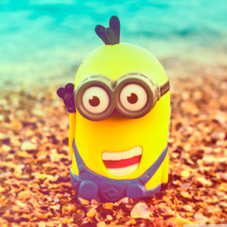 Yellow toy glasses beach rocks - free beach wallpaper for tablet