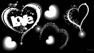 Heart love sparkles black white - digital art free wallpaper for desktop