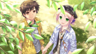 Anime characters walking forest together 2 - two anime character free wallpaper for desktop