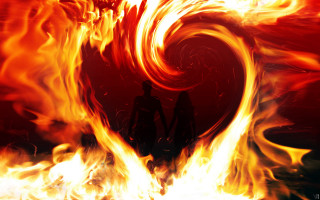 Couple heart fire flames red - fire free wallpaper