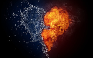 Fire water heart black background - andries both free wallpaper