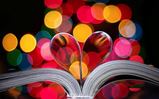 Book heart bookmark colorful lights - a book free wallpaper