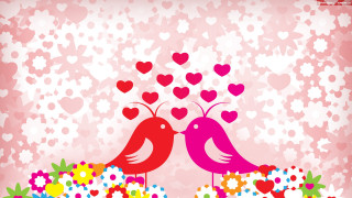 Two birds flowery branch hearts - flowery free wallpaper