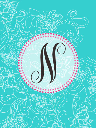 Blue background monogram letter m - floral free wallpaper for mobile
