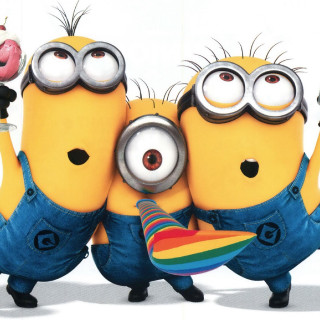 Minions rainbow donut holding fun - free other wallpaper