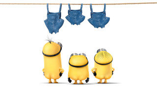 Yellow characters hanging clothes line - small free wallpaper