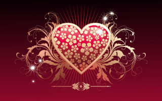 Heart floral red background gold - floral free wallpaper