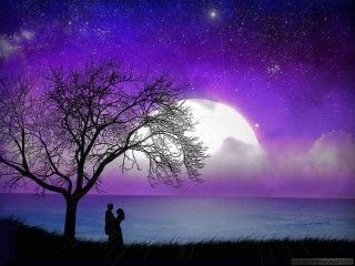 Couple tree purple sky full 2 - dreamlike free wallpaper