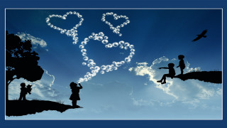 Couple flying cliff heart cloud - a cliff free wallpaper