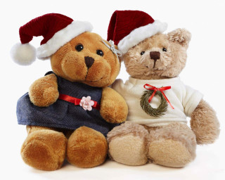Teddy bears christmas outfits hats - two teddy free wallpaper
