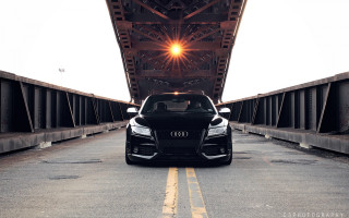 Black car driving bridge bright - david park free wallpaper