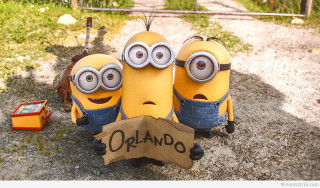 Minions group sitting road orlando - a sign free wallpaper