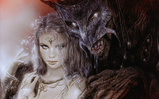 Woman dragon head demon face - brian and wendy froud free wallpaper