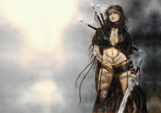 Woman costume sword black feathers - feather free wallpaper for desktop