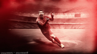 Man running soccer field red - a red light in the background free wallpaper
