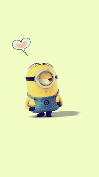 Minion heart balloon floating speech - a minion free wallpaper for mobile