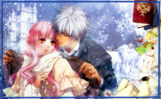 Anime characters snow book blue - a blue frame free wallpaper