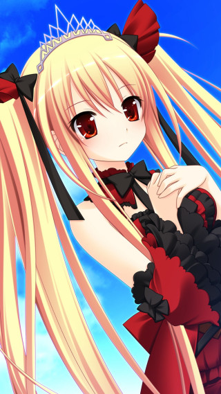 Anime girl blonde hair red 8 - neogeo free wallpaper for mobile