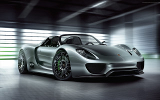 Silver sports car garage green 4 - a white wall behind free wallpaper