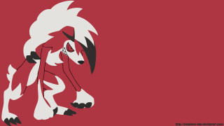 Red white wolf black eyes - outline free wallpaper for desktop